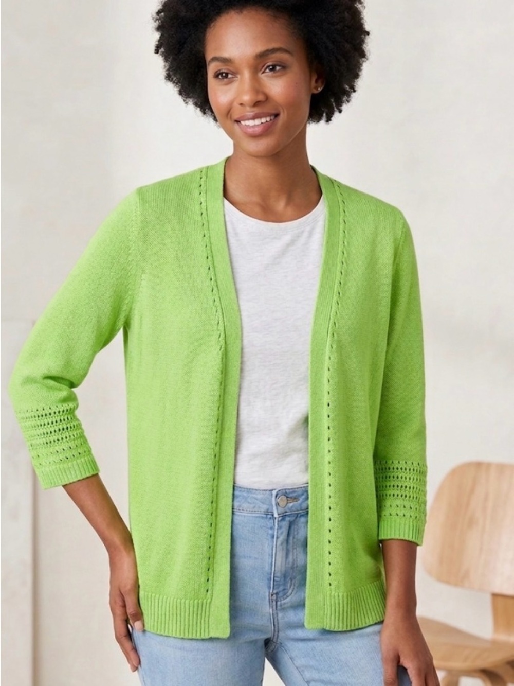 Appleseed's Cardigan Top Linen Cotton Blend Knit